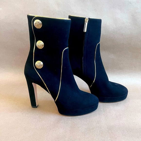 Luis Onofre Shoes - Women’s Luis Onofre Black Suede Leather Platform High Heel Ankle Boots 39